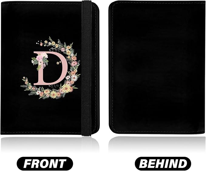 Cute Passport Holder and Holder Combo Passport Cover with RFID Blocking Women Men Compatible Wallet Credit Card Protector（Initial Monogram-D）