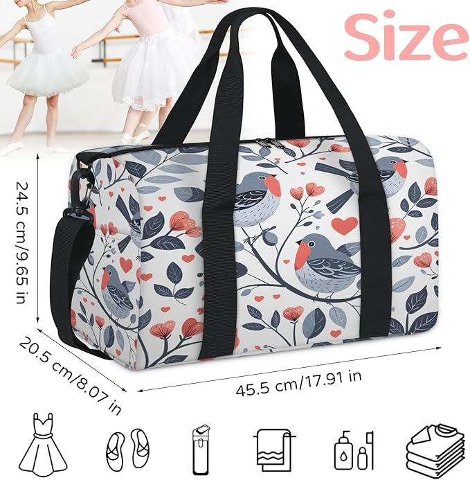 Birds Print Travel Duffle Bag for Women Men, Overnight Weekender Bag, Carry on Tote for Sport Gym