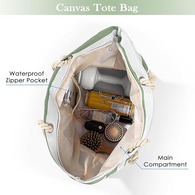 Pleneal Beach Bags For Women - Large Beach Bags with Zipper Waterproof Sandproof Swim Pool Beach Bag