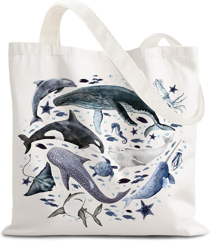 FBB Ocaen Beachy Ocean Sea Fish Reusable Grocery Shopping Bag