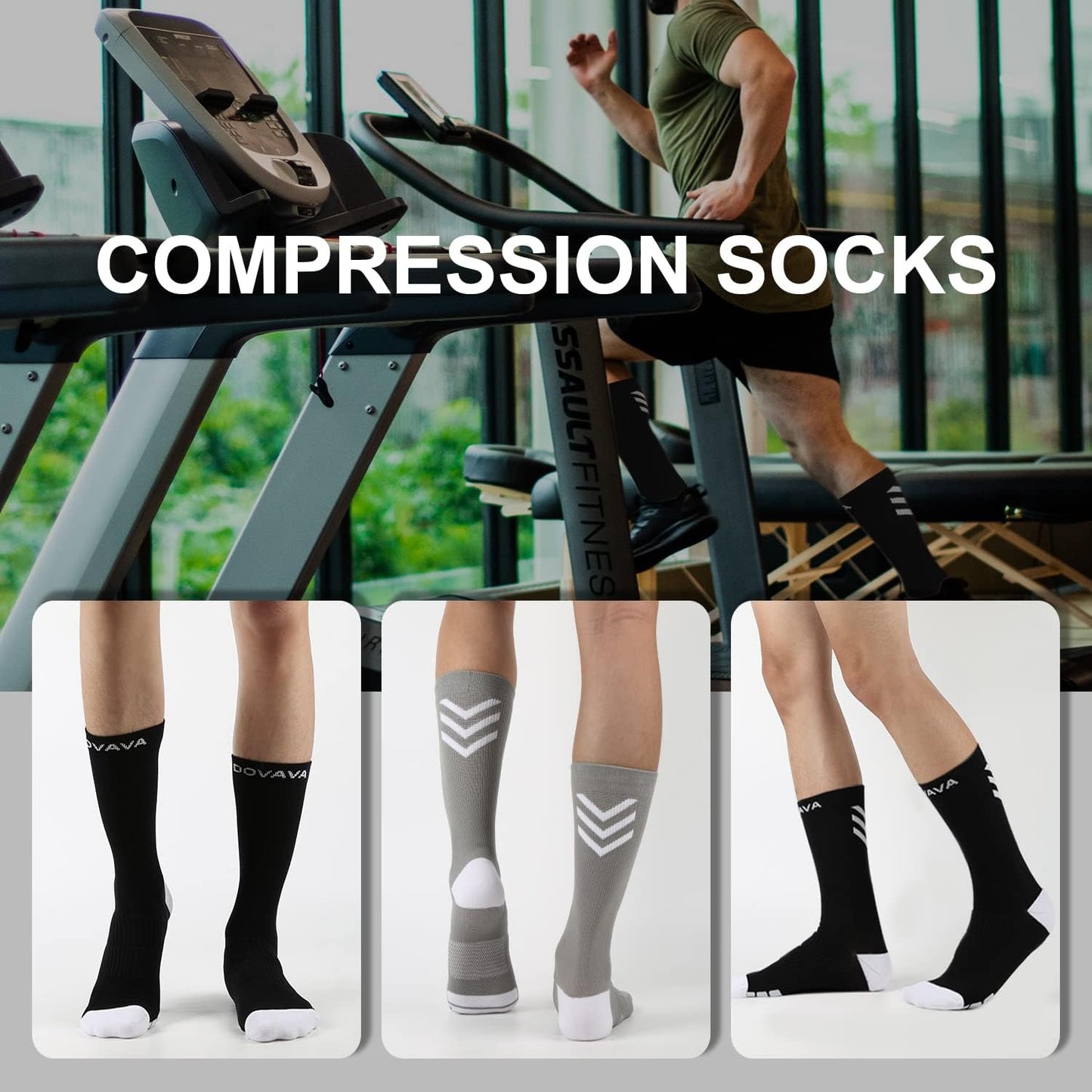 DOVAVA Dri-tech Compression Crew Socks (4/6 Pairs), Comfort Boost Circulation