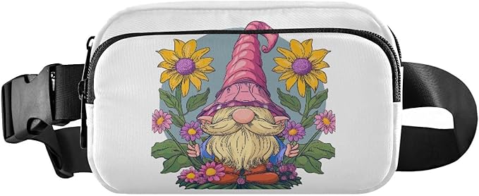Cute Gnome Sunflower Fanny Pack for Women Men Water Resistant Fashion Waist Packs with Adjustable Strap Belt Bag for Travel Workout Jogging Hiking 21218863