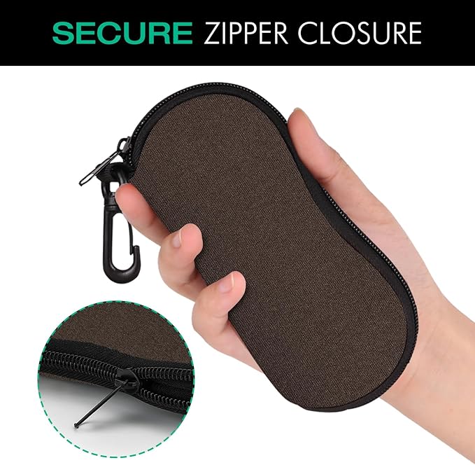 MoKo Sunglasses Soft Case Ultra Light Neoprene Zipper Eyeglass Case for Men Women