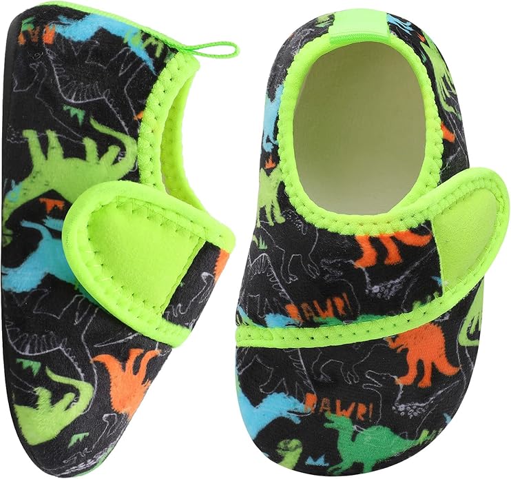 XIHALOOK Toddler Boys Girls House Slippers with Microfleece Lining Cozy Household Shoes Non-slip for Kids
