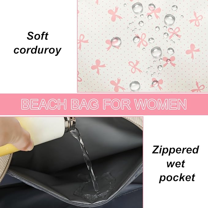 LEDAOU Beach Bag Waterproof Sandproof Women Beach Tote Pool Bag with Zipper for Swim Gym Grocery Travel with Wet Pocket | Sandproof, with Zipper, for Gym, Grocery, Travel, with Wet Pocket