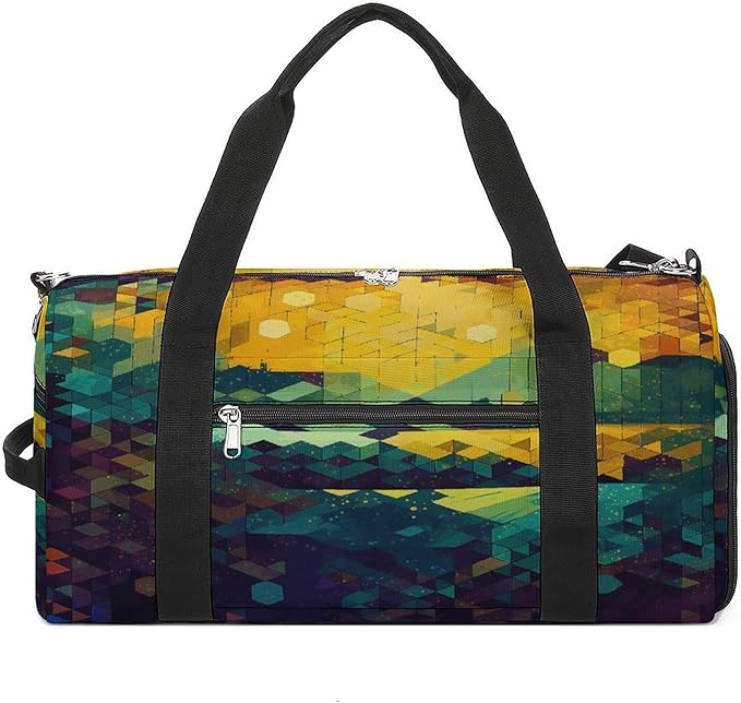 Shiny Hexagon Gym Bag Lightweight ，Travel Duffle Bag with Shoe Compartment，Gym Bag for Women for Overnight, Weekend, Yoga, Gym, Business Trips, Sport And Hospital.