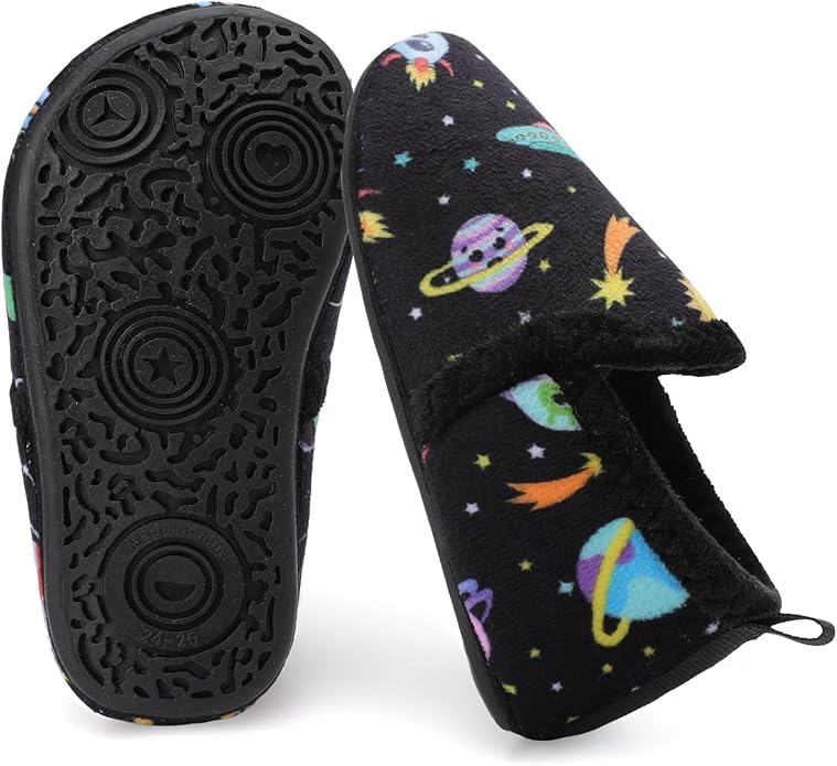 XIHALOOK Toddler Boys Girls House Slippers with Microfleece Lining Cozy Household Shoes Non-slip for Kids