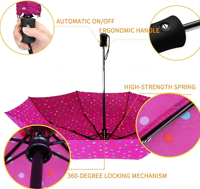 MRTLLOA 42/49 Inch Compact Travel Essentials Umbrella for Rain, Lightweight, Portable, Automatic, Strong, Waterproof Folding Umbrellas for Women, Men and Teenagers