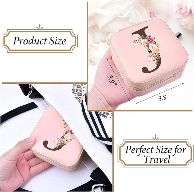 2025 Christmas Gifts Ideas, Initial Travel Jewelry Case Box Organizer Personalized Gifts, Fashion Travel Essentials Trendy Stuff Gifts for Teen Girls