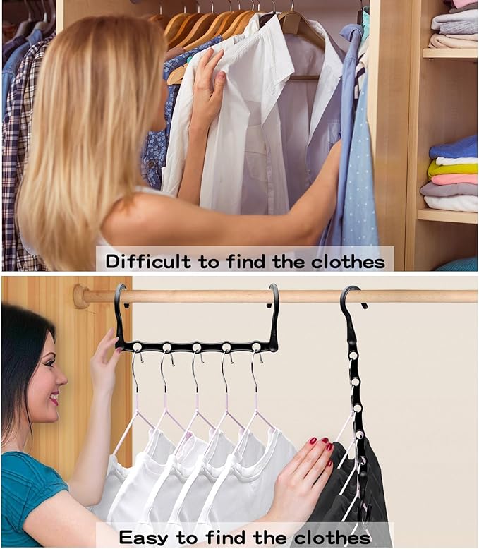 4 Pack Closet Organizers and Storage, College Dorm Room Essentials for Girls Guys, Stronger Space Saving Hangers Clothes Hanger with 5 Holes Closet Storage for Heavy Clothes, Magic Home Organization