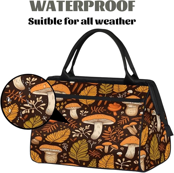 Mushroom Overnight Weekender Bag for Women Men Travel Duffel Bags Waterproof Luggage Carry on Sports Yoga Gym Bag
