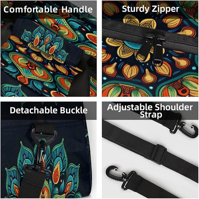 Travel Duffle Bag for travel duffle bag sports Girls Boys Kids Flower Mandala Lightweight Overnight Sleepover Weekender Bags Small Dance Gym Sport Bag Teens Carry-On Size Workout Bag