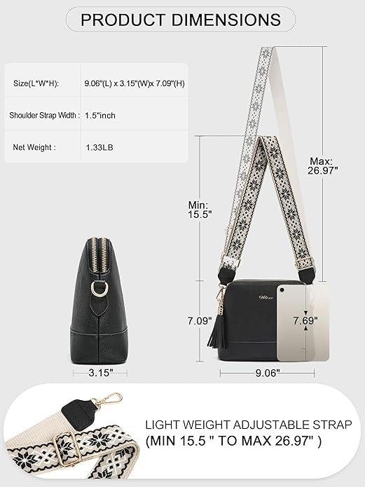 Women's Leather Crossbody Bags Anti Theft Purses RFID Blocking Handbags Trendy Travel Adjustable Strap Tassel