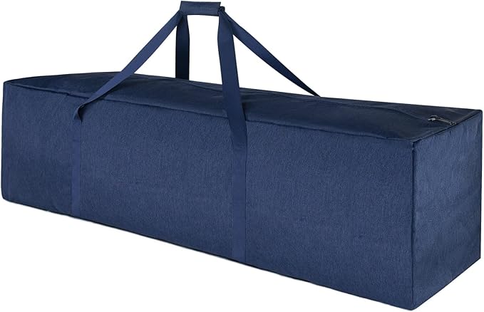 TOPDesign 1-Pack 46 Inch Extra Large Zippered Duffel Bag for Travel Camping Sports Equipment Storage, Waterproof Foldable Luggage Bag with Padded Handles (Blue)