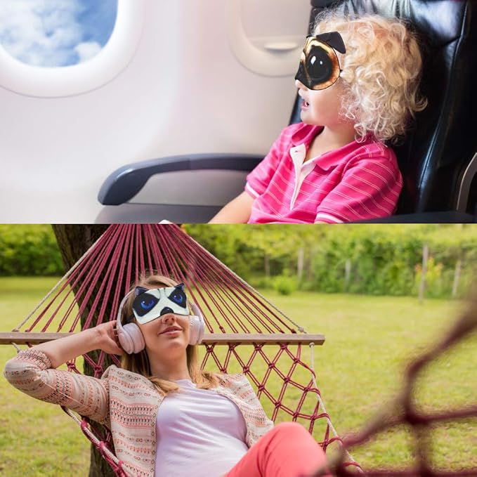 Tphon Sleep Mask for Adult Kids Boys Girls Funny Blindfolds Soft Cute Animal Sleeping Masks with Adjustable Strap for Travel Naps Shift Works Games