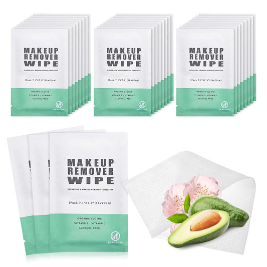 100 pcs Disposable Skin Cleansing Wipes, Individual Wrapped, Safe, Convenient, Lightweight, Remove Makeup(Green)
