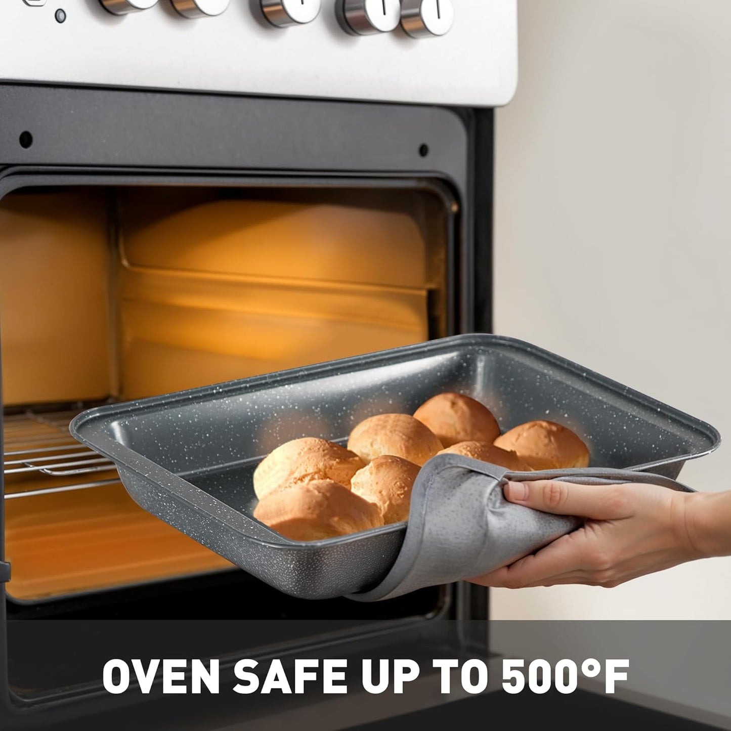 MAISON ARTS 17 Piece Pots and Pans Set Non Stick, Kitchen Cookware Sets with Nonstick Granite Stone Coating, Suitable for Induction Cooktops, Grey