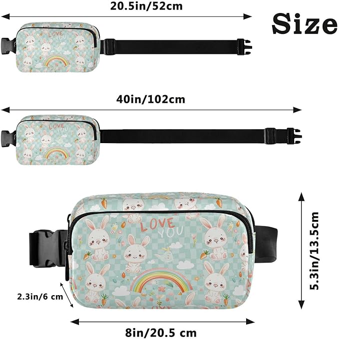 Cute Bunnies Rabbit Fanny Pack for Women Men Water Resistant Fashion Waist Packs with Adjustable Strap Belt Bag for Travel Workout Jogging Hiking 21220155