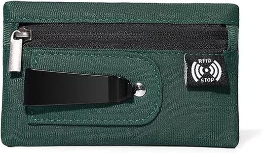 RFID Hidden Clip Stash Money Belt - Ultra Thin Anti-Theft Travel Pouch with Credit Card Slots for Women/Men, Perfect for International Travel, Daily Commute & Outdoor Activities (Green)