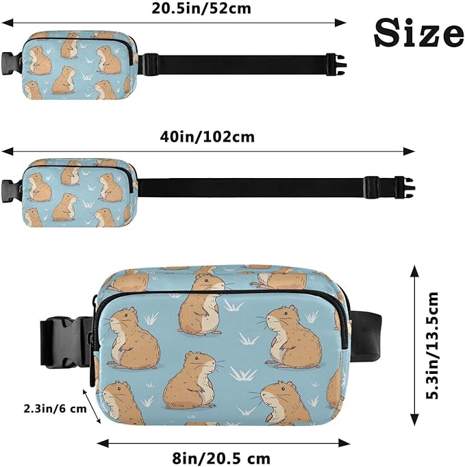 Kawaii Capybara Fanny Pack for Women Men Water Resistant Fashion Waist Packs with Adjustable Strap Belt Bag for Travel Workout Jogging Hiking 21220269