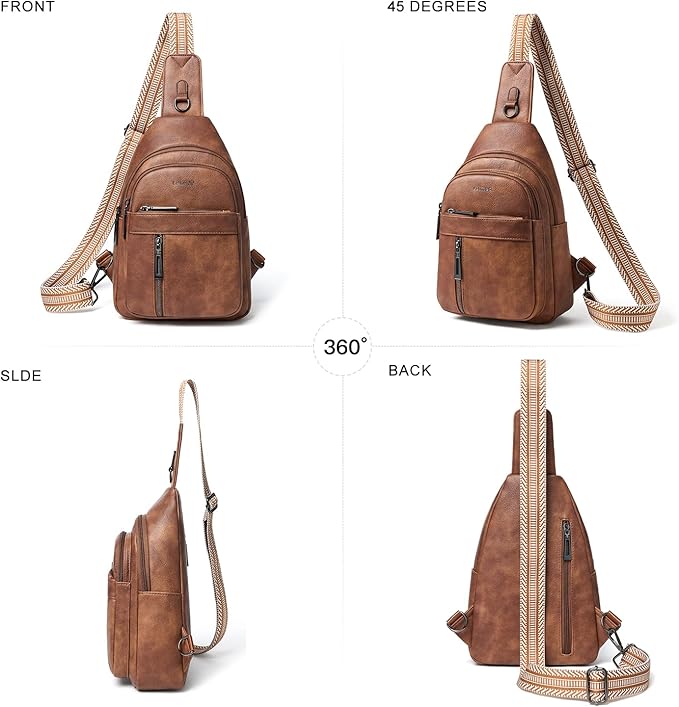 7L Sling Bag For Women Men Backpack Fanny Pack Crossbody Chest Travel Shoulder Belt Bags Purse Handbag PU Leather