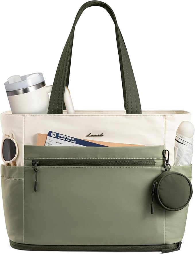 LOVEVOOK Tote Bag for Women, Expandable Laptop Work Bag 15.6 Inch, 33L Large Travel Handbag with 40oz Tumbler Holder, TSA