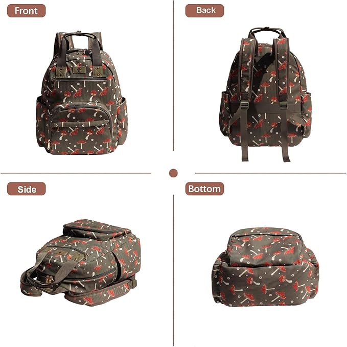 Diaper Bag Backpack, Large Capacity Multifunction Baby Essentials Fashion Travel Pack Linen Canvas office Laptop Bag (Corduroy Mushroom)