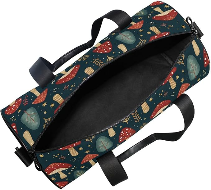 MNSRUU Sports Duffel Bags, Red Mushroom Athletic Gym Bag Overnight Workout Travel Tote Luggage for Men Women Yoga