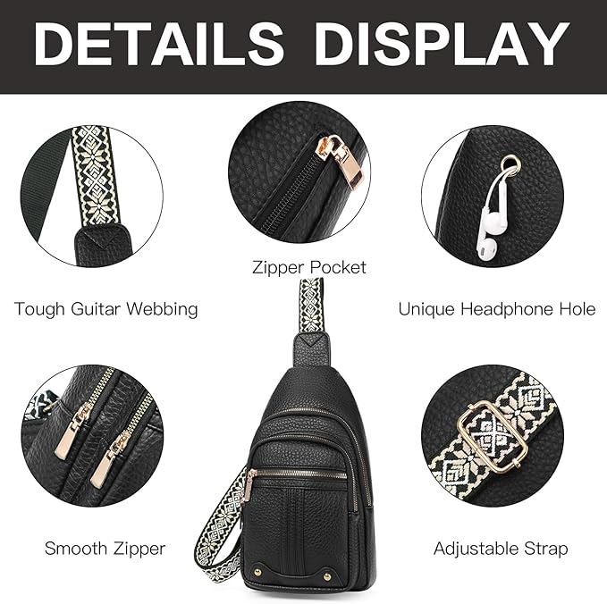GAEKEAO Sling Bag for Women Crossbody Bags Fanny Pack Vegan Leather Chest Bag Travel Shoulder Belt Purse Backpack Gifts
