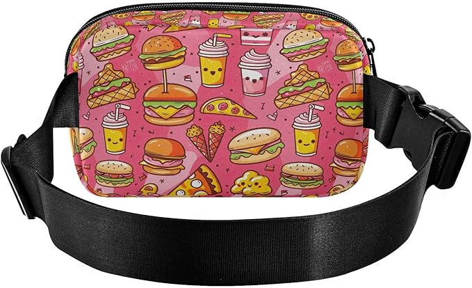 Kawaii Hamburger Ice Cream Fanny Pack for Women Men Water Resistant Fashion Waist Packs with Adjustable Strap Belt Bag for Travel Workout Jogging Hiking 21220316