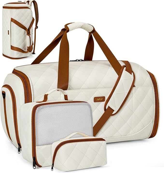 Convertible Garment Bags for Travel - Carry on Garment Duffle Bag with Backpack Straps for Men Women, 4 in 1 Large Travel Duffel Bags with Shoes Compartment Hanging Suit Dress Weekender Bag 3pcs Set