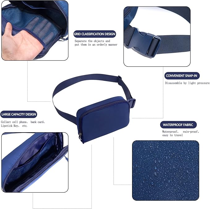 Belt bag Fanny pack crossbody bags for women Everywhere belt bag (blue)