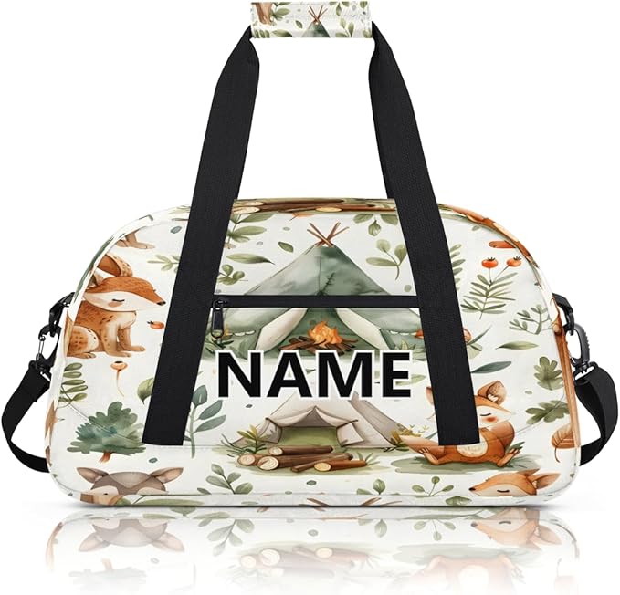 Squirrels Mini Gym Bag 18 inch for Women Men Waterproof Custom Forest Little Animals Travel Duffel Bag Carry On Overnight Tote Nurse Bag for Work Fitness Hiking