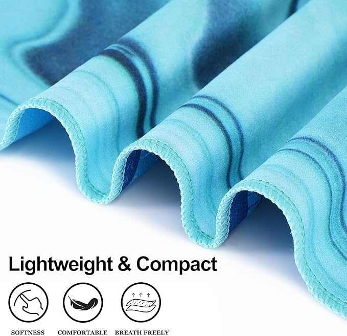4 Packs Lightweight Thin Microfiber Beach Towel Oversized Quick Dry Compact Sandproof Clearance Towels Sand Free Swimming Pool Travel Accessories Essentials Women Adults Sunset Coconut Tree Marble