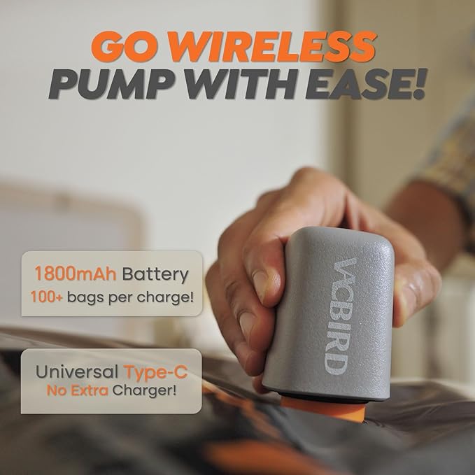 Rechargeable Wireless Pump Travel Storage Bags Set - 15 Pack Large Size Vacuum Bags for Travel & Home, Space-Saving Compression Packing for Clothes, Blankets & Bedding