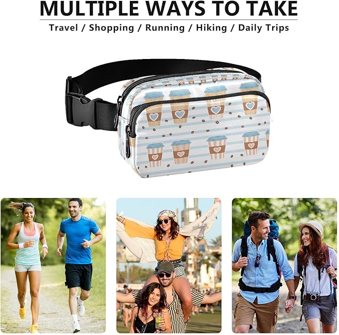 Kawaii Coffee Beans Fanny Pack for Women Men Water Resistant Fashion Waist Packs with Adjustable Strap Belt Bag for Travel Workout Jogging Hiking 21219217