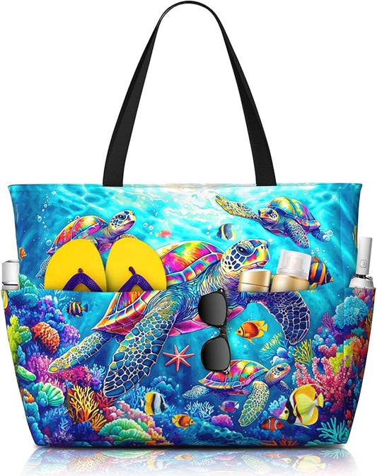 Large Beach Tote Bag Beach Bag Waterproof Sandproof Lightweight Women Tote