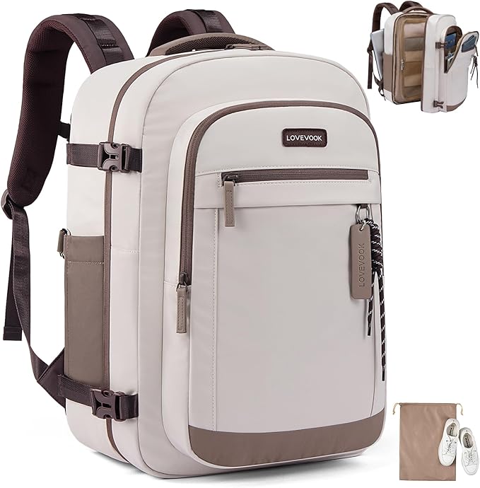 LOVEVOOK 50L Travel Backpack for Women, Airline Approved Carry On Luggage, TSA Personal Item Bag fits 17 Inch Laptop, Waterproof Weekender Overnight Suitcase for Work