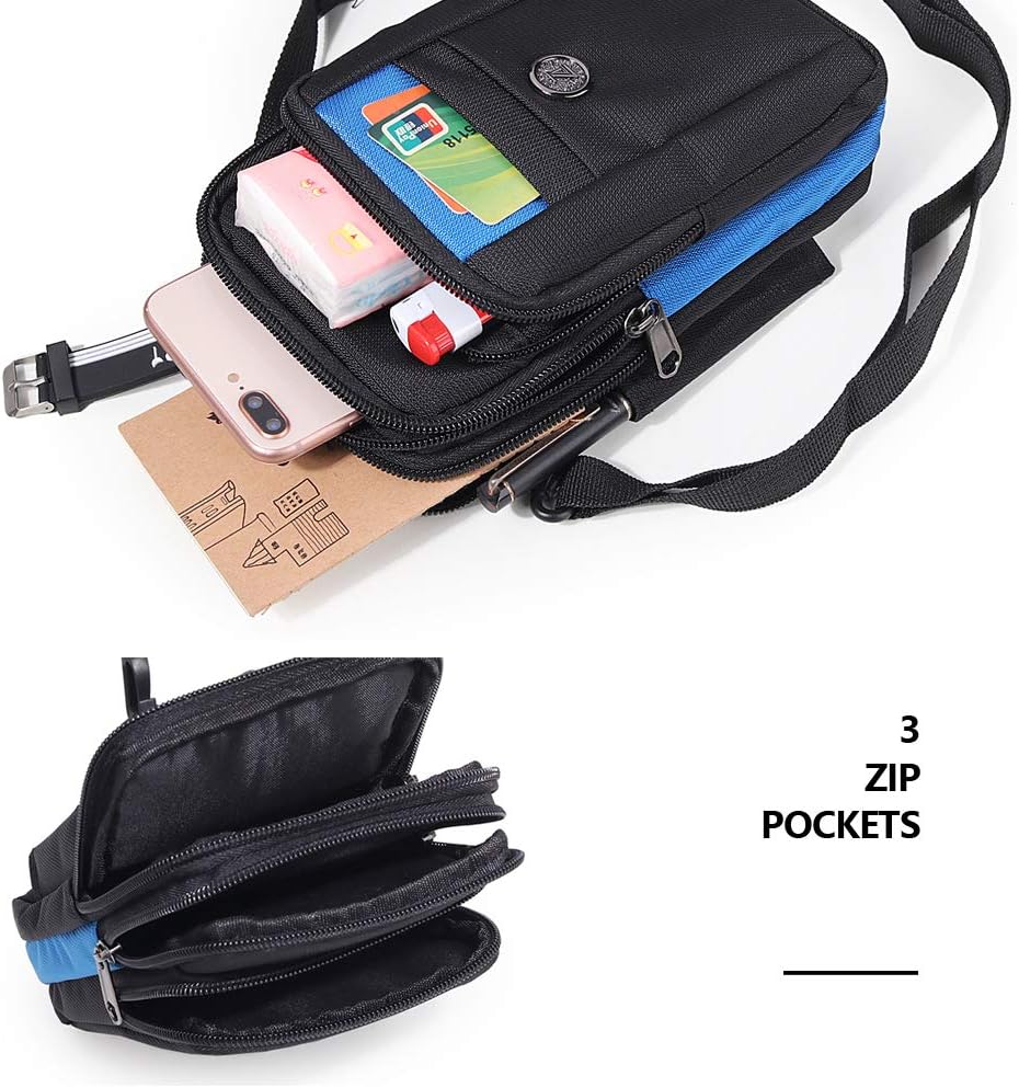 Senient Wolf Waterproof Nylon Multifunctional Phone Crossbody Bag - Small One Shoulder Waist Bag Wallet Travel Passport Holder