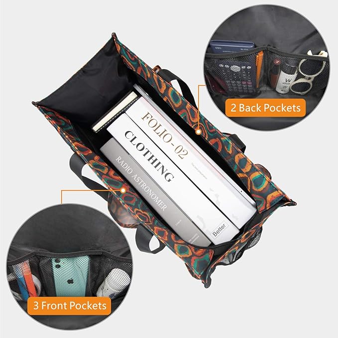 TOPDesign Utility Water Resistant Tote Bag with 13 Pockets, Top Zipper Closure & Thick Bottom Support, for Working Women