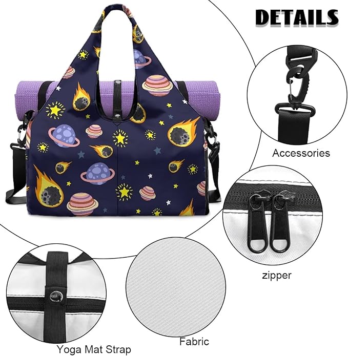 Mens Tote Bag Carrying Workout Gear Makeup Accessories Gym Bags with Yoga Mat Holder, Shoe Compartment, Wet Dry Storage Pockets Backpack for Travel