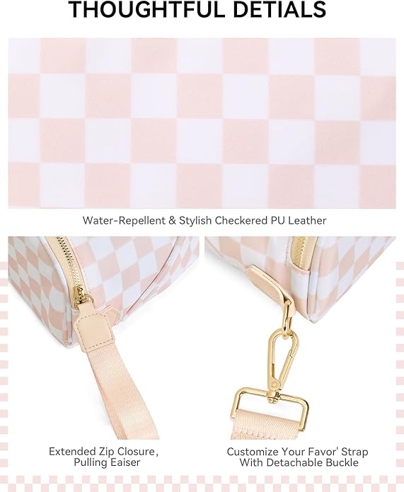 BOSTANTEN Crossbody Bags for Women Cross Body Purse Checkered Bum Bag, Large Diaper Purse for Moms, Perfect for Work/Travel