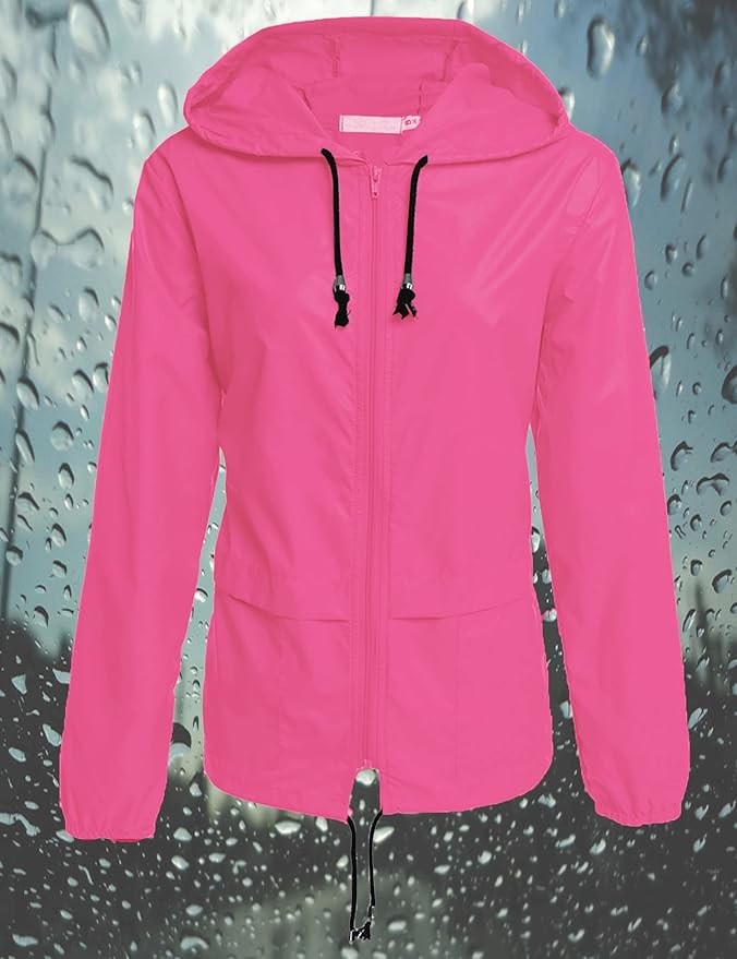 Avoogue Raincoat Women Lightweight Waterproof Rain Jackets Packable Outdoor Hooded Windbreaker
