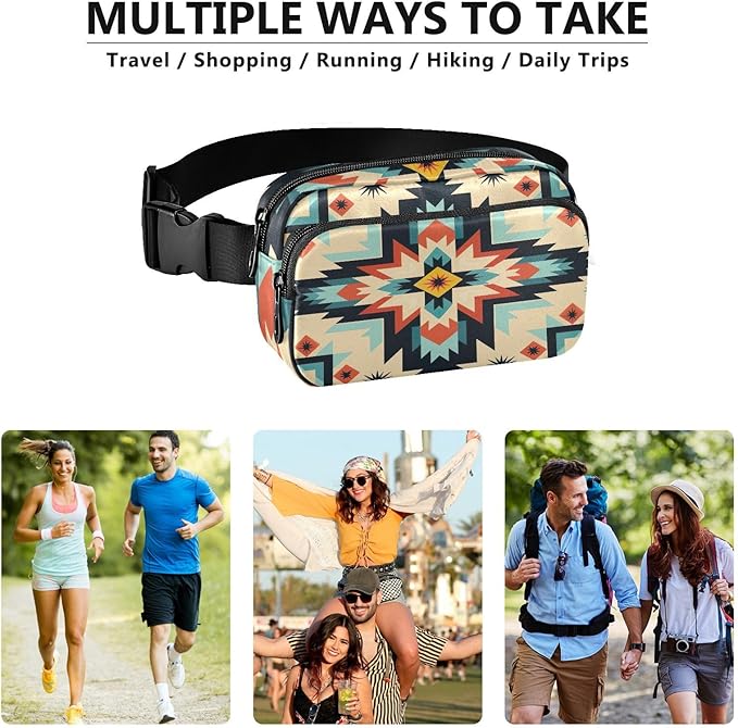 American Indian Ethnic Pattern Fanny Pack for Women Men Water Resistant Fashion Waist Packs with Adjustable Strap Belt Bag for Travel Workout Jogging Hiking 21219820