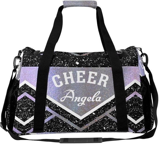 Gym Bags Cheer Cheerleader Stripes Sparkle Print Duffel Bag Adjustable Shoulder Strap Perform Training Travel Bag for Teens Adults Women Men Overnight Bag