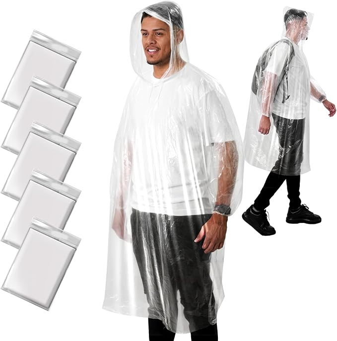 ANYOO Disposable Rain Poncho for Adults Waterproof Emergency Raincoat Lightweight Packable for Outdoor Events Hiking & Travel