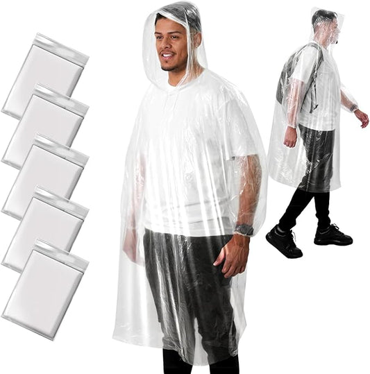 ANYOO Disposable Rain Poncho for Adults Waterproof Emergency Raincoat Lightweight Packable for Outdoor Events Hiking & Travel