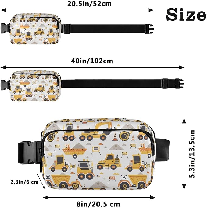 Funny Trucks Excavator Fanny Pack for Women Men Water Resistant Fashion Waist Packs with Adjustable Strap Belt Bag for Travel Workout Jogging Hiking 21219373
