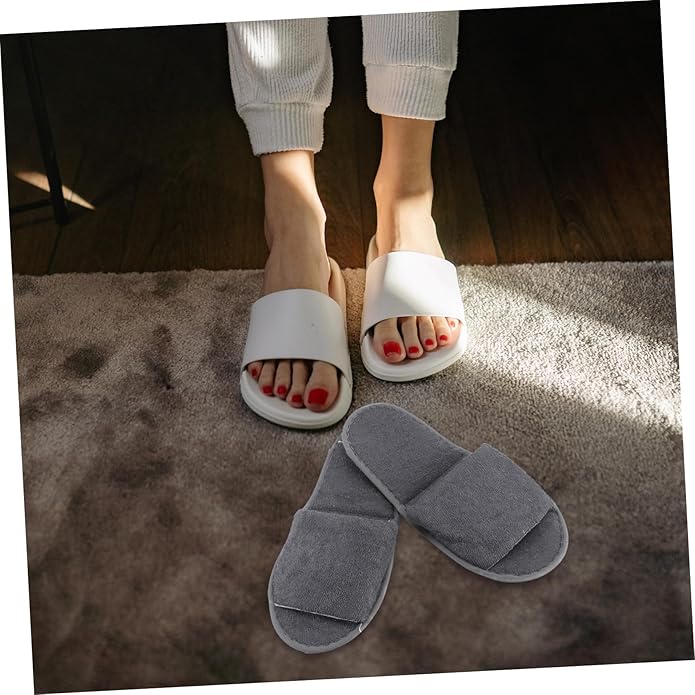 minkissy 2pairs Comfortable Non-slip Travel Slippers for Men and Women Foldable Hotel and Indoor Use Grey for Guests Travelers