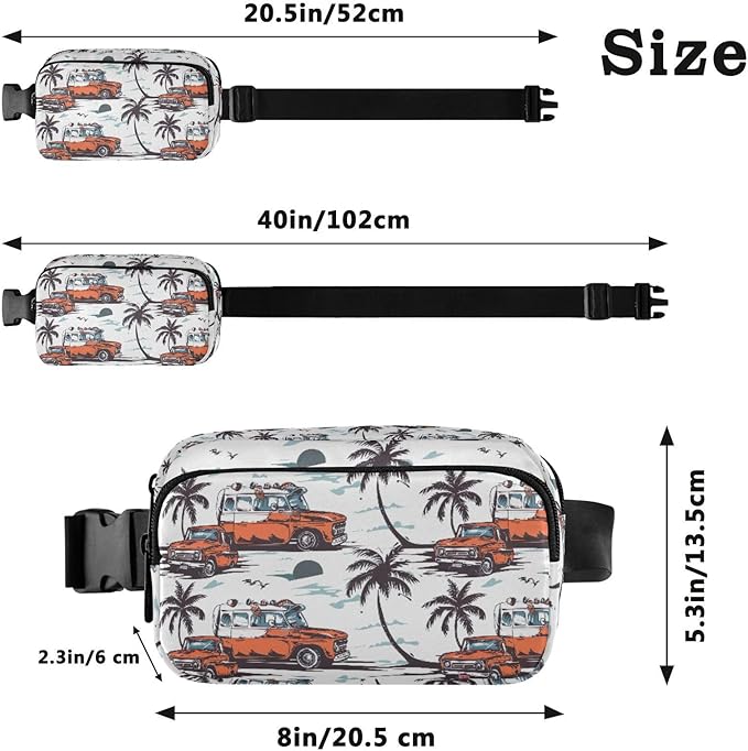 Beach Coconut Tree Surf Trucks Fanny Pack for Women Men Water Resistant Fashion Waist Packs with Adjustable Strap Belt Bag for Travel Workout Jogging Hiking 21219397
